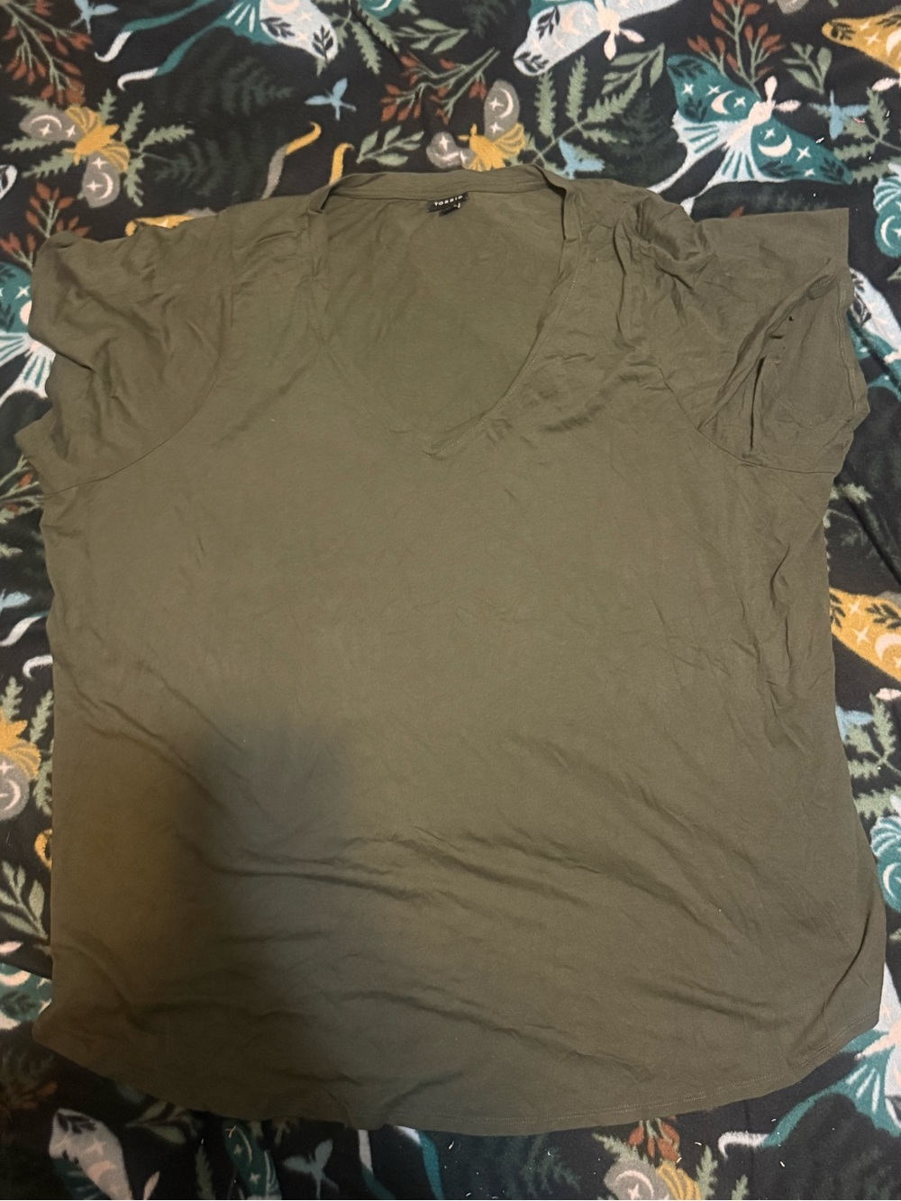 Torrid Olive Green V-Neck Flutter Sleeve Top Size 6